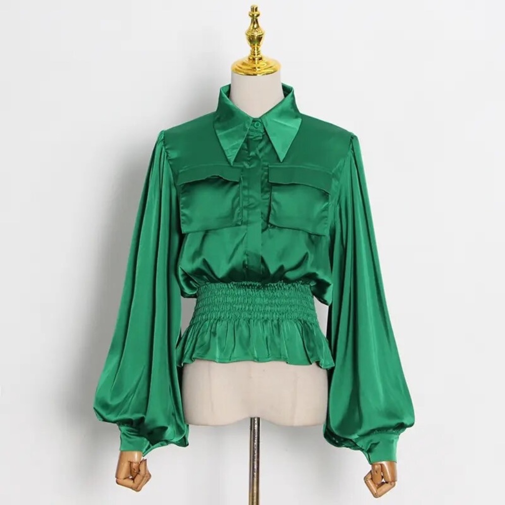 New geeen satin blouse